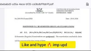 Osmania PG Exams Postponed 🔥3rd Sem | #campusstudent 