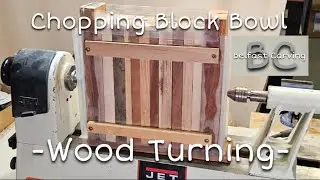 Wood Turning - Chopping Block Bowl with Ulu Knife
