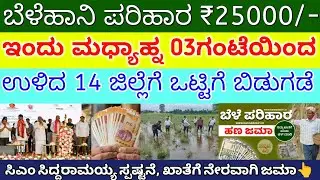 ಬೆಳೆಹಾನಿ ಪರಿಹಾರ ರೈತರಿಗೆ ₹25,000/- ಹಣ ಇಂದು ಈ 14 ಜಿಲ್ಲೆಗೆ ಜಮಾ | ಎಲ್ಲಾ ರೈತರಿಗೆ ಭರ್ಜರಿ ಗುಡ್ ನ್ಯೂಸ್