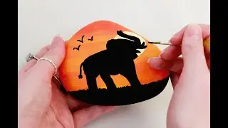 Safari Elephant Painted Rock | Step-By-Step Tutorial