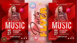 Abstract Party social media Post Banner design Illustrator tutorials for freepik in Bangla 2022
