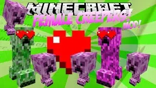 Minecraft | Female Creepers! (peaceful, pink creepers with babies!) | Mod Showcase [1.7.10]