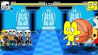 Sanses vs. Funny BFB Characters 6v6 Battle Total War (Undertale vs. BFB) | M.U.G.E.N