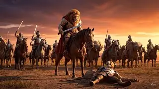 The Lion Commander and His Clumsy Horse in the Sunset Battle 😂🦁🐴