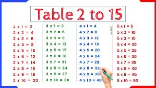 Multiplication Table 2 to 15 in english | 2 se lekar 15 tak table | 2 to 15 tables