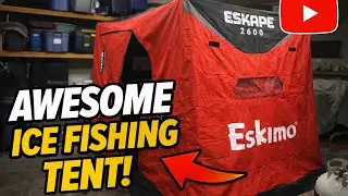 Solo ice camping setup Eskimo Eskape 2600
