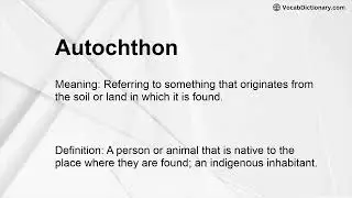 Autochthon Meaning