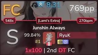 RyuK | Azusa Tadokoro - Junshin Always [Lami's Extra] +HDDT 99.84% (#1 769pp FC) - osu!