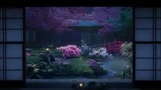 Gentle Rain Sounds in a Japanese Zen Garden | Peaceful Tea House View for Sleep, Study & Relaxation