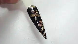 multicolour metallic textured floral nail art