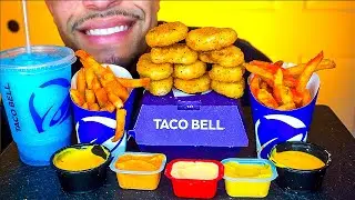 ASMR TACO BELL CHICKEN NUGGETS SAUCES NACHO CHEESE FRIES EATING MOUTH SOUNDS NO TALKING JERRY
