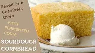 Sourdough Cornbread in a Cast Iron Pan in a Chambers Stove