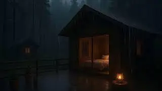 Heavy Rain on Roof Under a Silent Night Sky