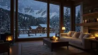 No Ads Fireplace Blizzard ASMR - Snow Storm Sleep Sound With Fireplace Burning For Deep Sleeping