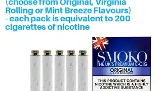 SMOKO E Cigarette Deal   E Cigarette Starter Kit + 4 Packs of Refills + Extra Battery