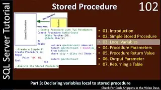 Stored Procedure | Part 3 - Variables Local to Procedure | SSMS TSQL Tutorial #102