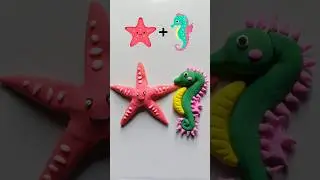 Starfish and seahorse clay mixing #shorts#youtubeshorts#viral#satisfying#claymixing#asmr