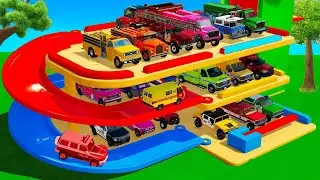 TRANSPORTING COLORFUL GOLF GTI, ZETOR TRACTORS & SCHOOL BUS WITH TRUCK - FS22