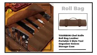 TOURBON Chef Knife Roll Bag Leather Portable 5 Slots Tool Organizer Knives Storage Case