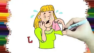How to draw easily A LITTLE GIRL CRYING step by step