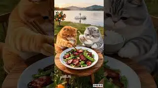 Cat cooking meat #kidsvideo #cartoon #monkey #beautiful #viral #cats #podcast #popular