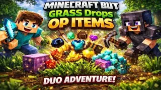 🔥 MINECRAFT BUT GRASS DROPS OP ITEMS💥 DUO ADVENTURE || #gamer  #shorts #trending #viral