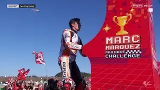 Brilliant celebration! Marc M&aacute;rquez plays his own arcade game as he celebrates seventh world title