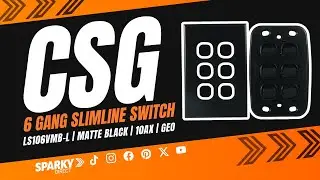 CSG LS106VMB-L | Тонкий 6-клавишный переключатель GEO, матово-черный | 10AX