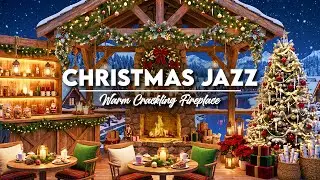 Smooth Christmas Jazz Warm Winter Ambience 🎄 Cozy Coffee Shop by the Lake at Dusk