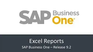 SAP Business One 9.2 - Excel Reports