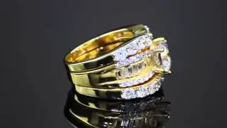 3 Piece 5.62 TCW Round Cubic Zirconia Bridal Ring Set In 18k Gold Over Sterling Silver
