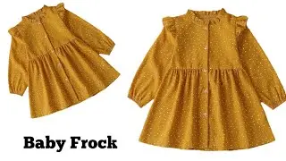 Button Placket Frock Cutting and Stitching| Open Shirt Cutting and Stitching| Front Slit Baby Frock