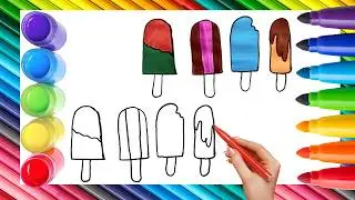 How To Draw cute Ice Cream Drawing, Painting & Coloring For Kids and Toddlers_ Child Art 🐋🌈🎨