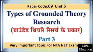 Lecture-96 Types of Grounded Theory | प्रदत आधारित अभिकल्प के प्रकार | ग्राउंडेड थियरि के प्रकार