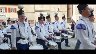 Berchtesgaden Salt Miners Band march through the town. (Berchtesgaden Bergarbeiter Blasskapelle.)