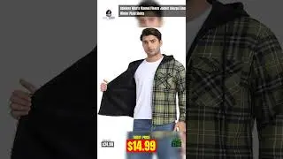 Askdeer Men's Flannel Fleece Jacket Sherpa Lined Winter Plaid Shirts#Shorts