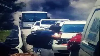Students escape burning bus