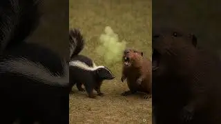 Skunk just farted on the beaver 😅  #funny #animals #fart #skunk #viral #fyp