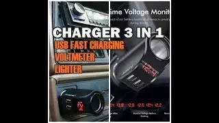Charger Mobil KOMPLIT dengan Voltmeter Lighter Socket dan support USB Fast Charging by FLOVEME