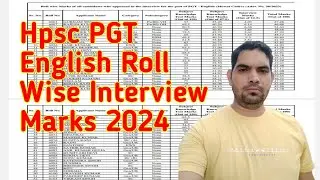 HPSC PGT English Roll wise interview Marks 2024 / HPSC PGT English (Mewat Cadre) Interview marks
