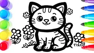 РИСУНОК КОТА, ФРУКТОВ, ОРЛА || Рисуем милого кота шаг за шагом | Рисунок милого кота Рисунок живо...