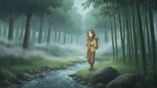 A Lonely Girl, Rain & Bamboo 🌿 | Cinematic Ghibli-Style Story| Calm & Cozy Animation