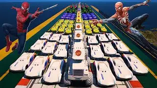 GTA 5 SPIDERMAN Cars Challenge Lightning & Monster McQueen Jackson Storm Miss Fritter & Friends Cars