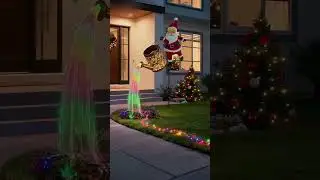 Solar Santa Claus Watering Can Lights Vintage Metal Outdoor Garden Decoration