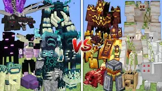 ALL MUTANT ENDERMANS & WARDENS VS ALL MUTANT BLAZES & IRON GOLEMS MOBS BATTLE IN MINECRAFT