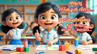 First Day of School Malayalam Kids Song 🎒| ആദ്യ സ്കൂൾ ദിനം|Malayalm Rhyme Cartoon|#rhymes#cartoon 
