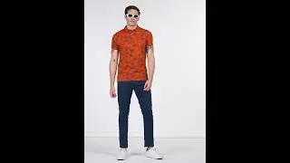 Floral Print Polo Neck T-Shirt