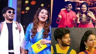 VjRakshan with Priyanka & manimegalai Shootingspot atrocities Rakshan with his CoAnchors in Shooting