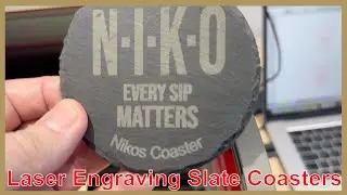 Laser Engraving Wood and Slate Coasters for Nikos Wine Bar with the Creality 2 Falcon Pro