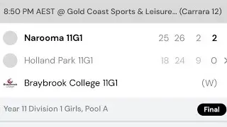 2025 Australian Volleyball Schools Cup, Narooma High School Yr11 Girl&rsquo;s, Game 1 on 09/12/25